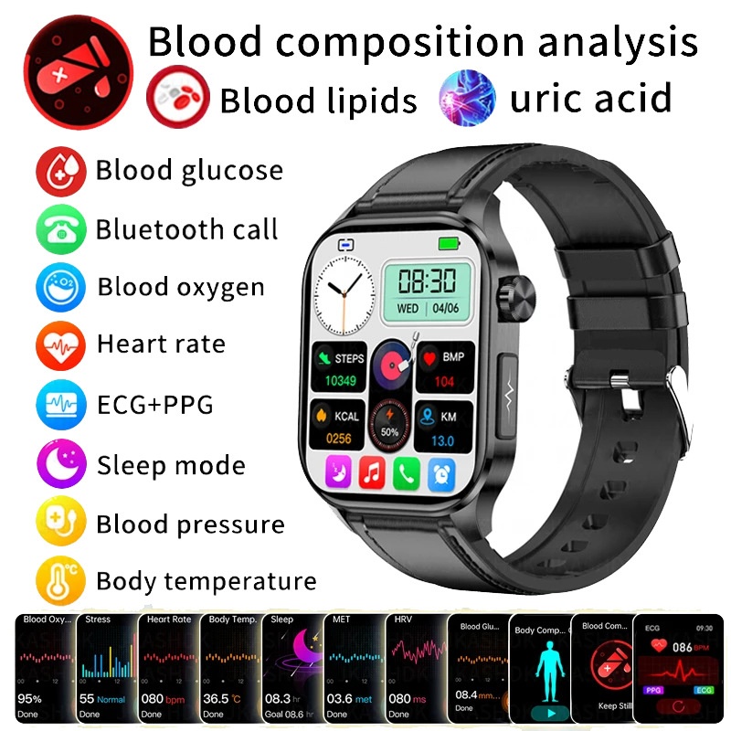 Advanced ECG Smart Watch with Square AMOLED Display & Bluetooth Calling