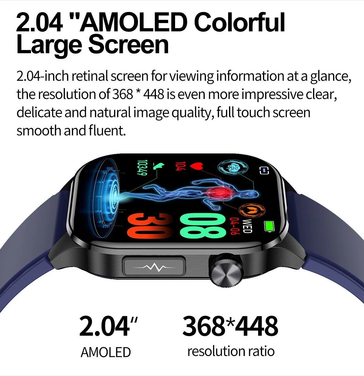 Advanced ECG Smart Watch with Square AMOLED Display & Bluetooth Calling