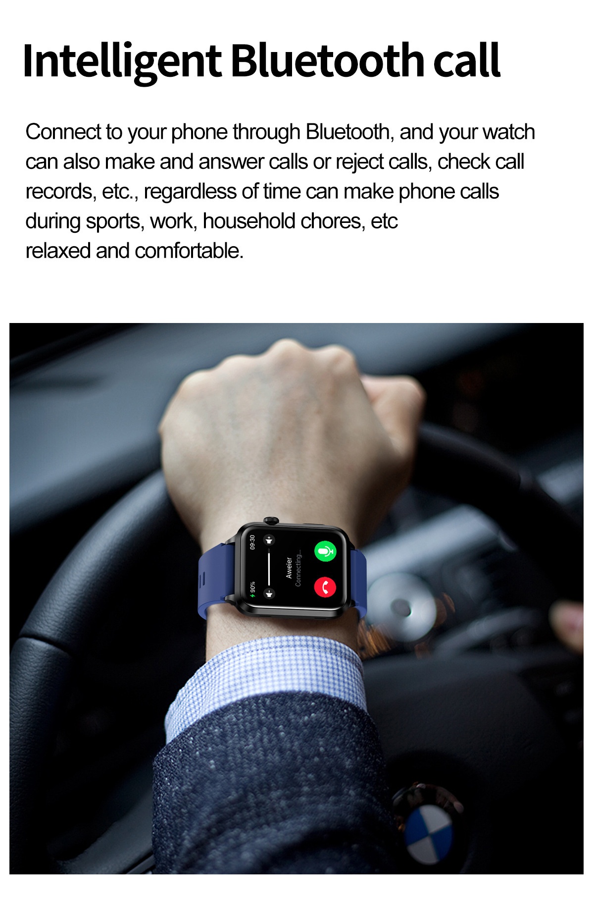 Advanced ECG Smart Watch with Square AMOLED Display & Bluetooth Calling