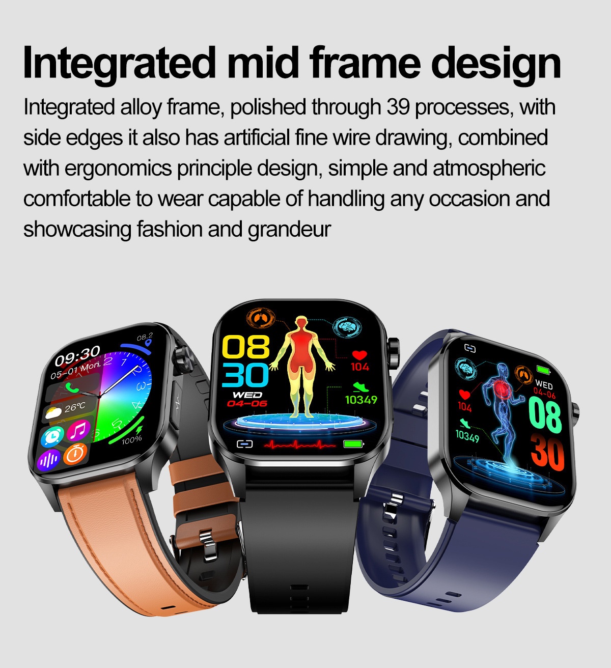 Advanced ECG Smart Watch with Square AMOLED Display & Bluetooth Calling