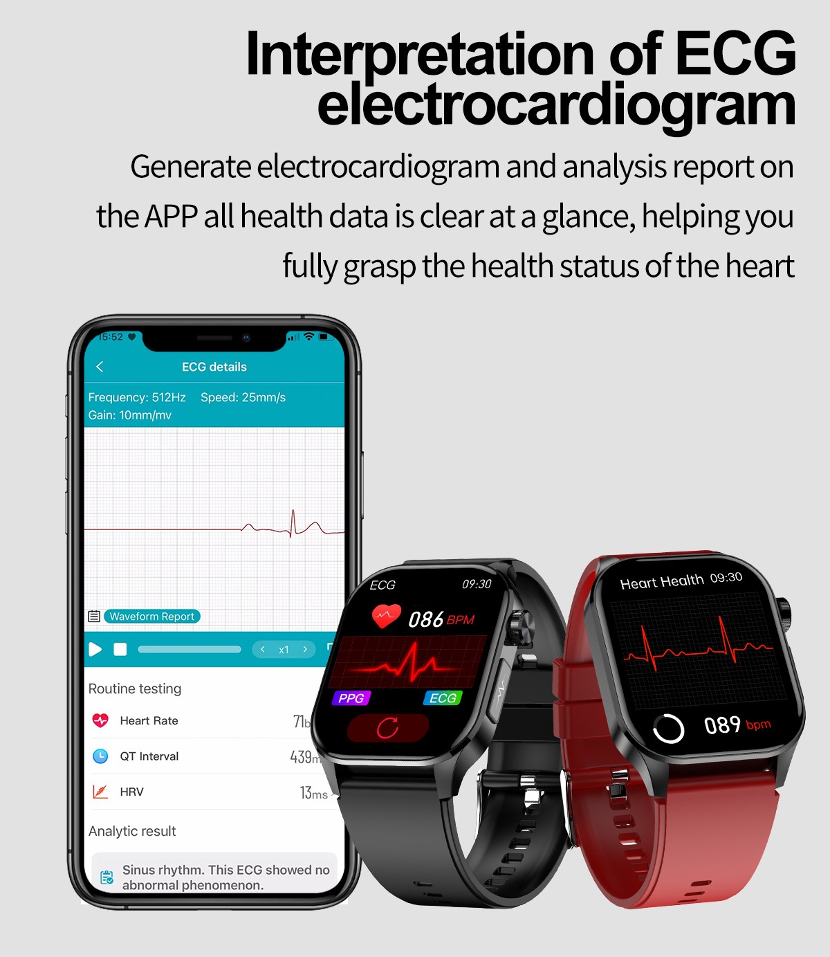 Advanced ECG Smart Watch with Square AMOLED Display & Bluetooth Calling