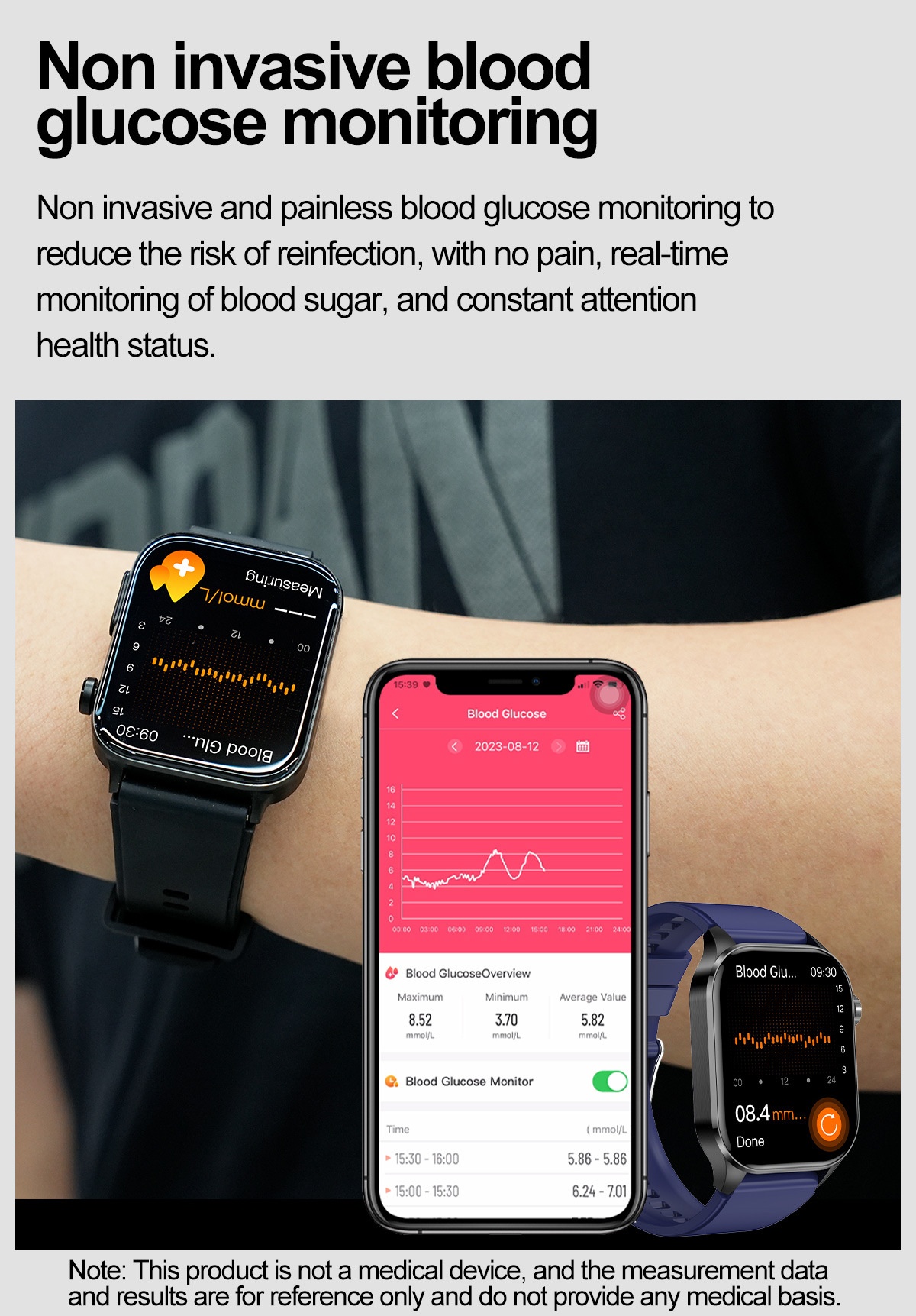 Advanced ECG Smart Watch with Square AMOLED Display & Bluetooth Calling