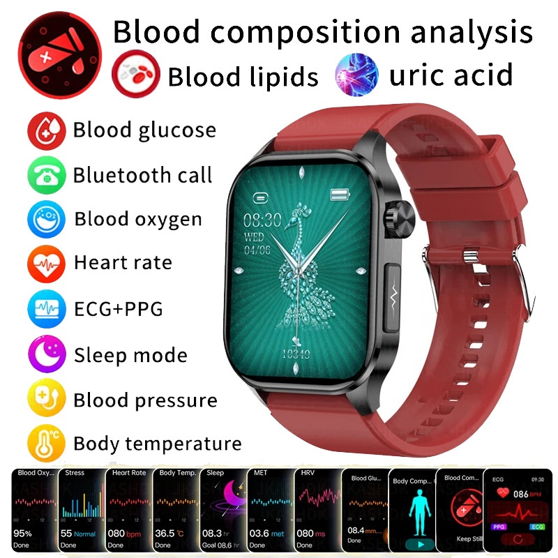 Advanced ECG Smart Watch with Square AMOLED Display & Bluetooth Calling