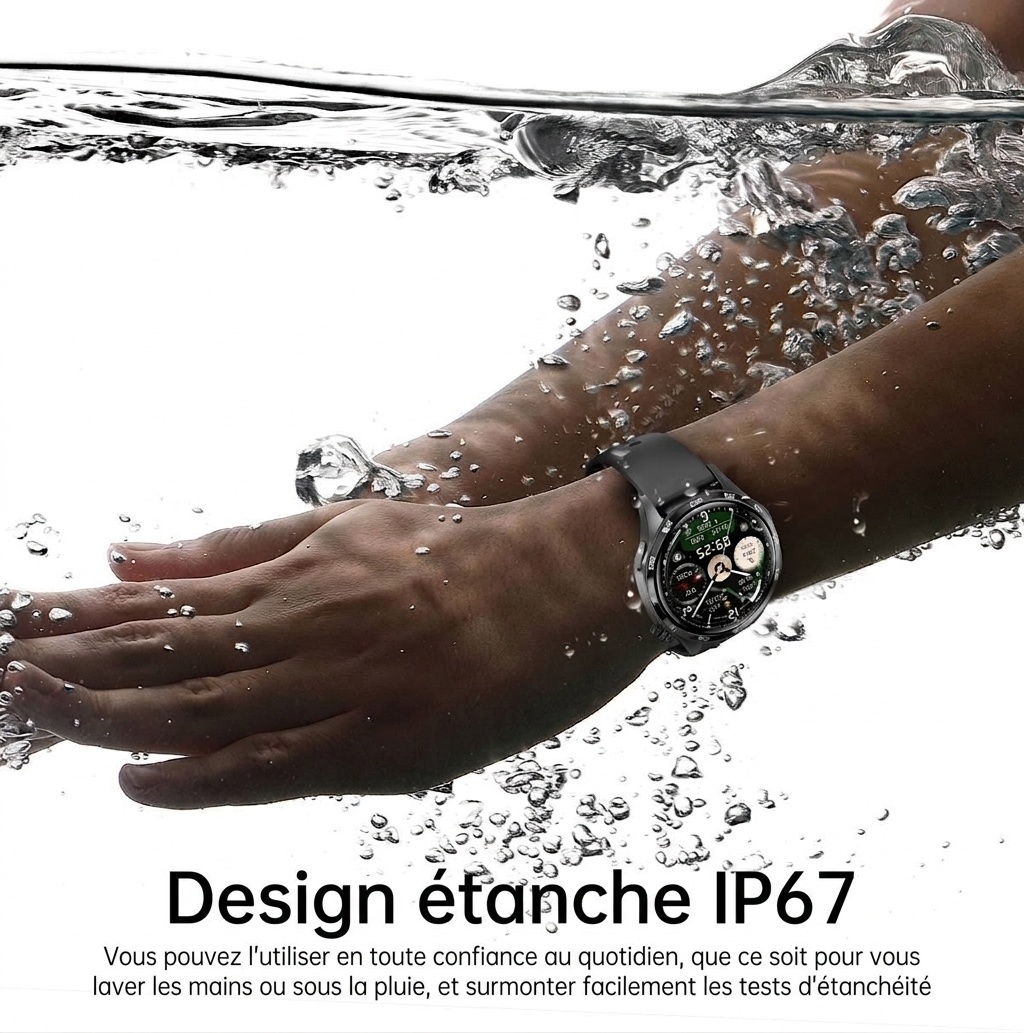 Montre connectée GT5 PRO avec écran rond, appels Bluetooth et suivi d'activité physique