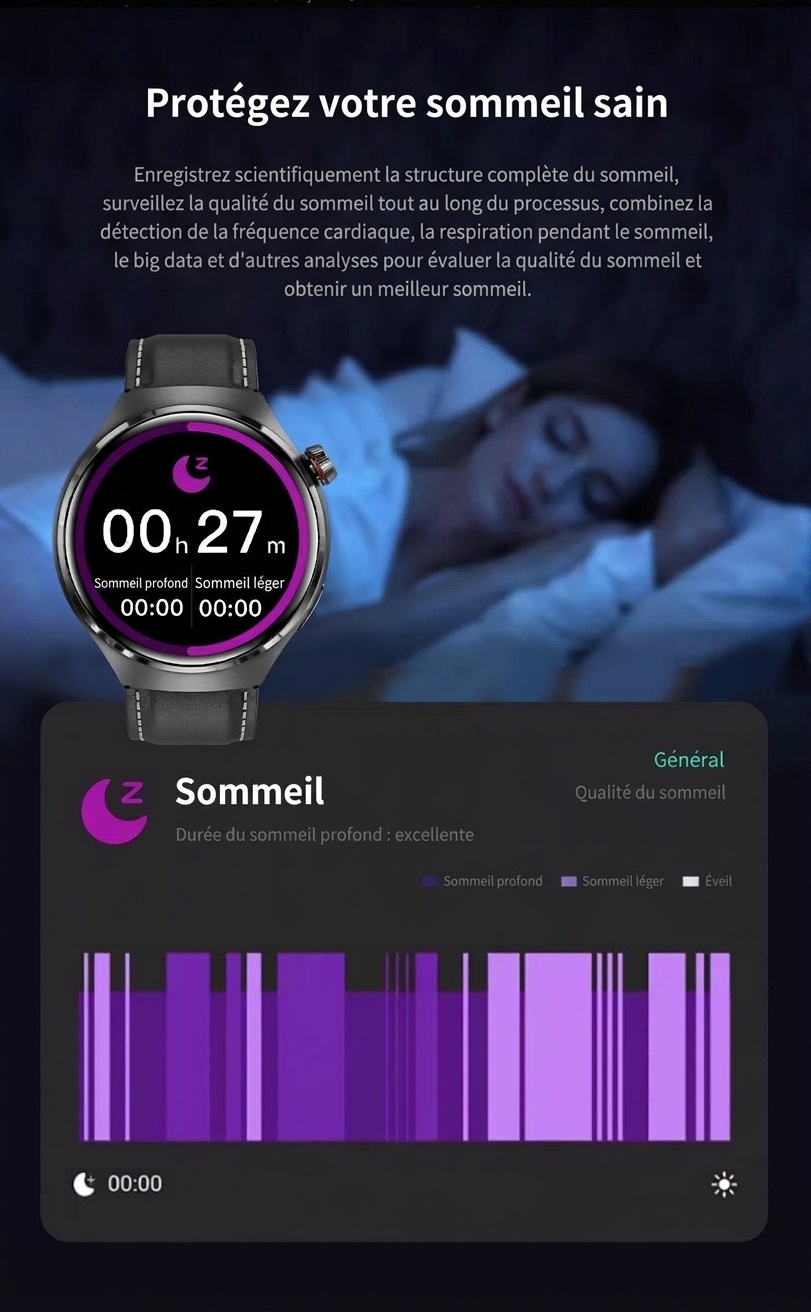 Montre connectée GT4 PRO avec écran HD 1,6", NFC, GPS et appels Bluetooth