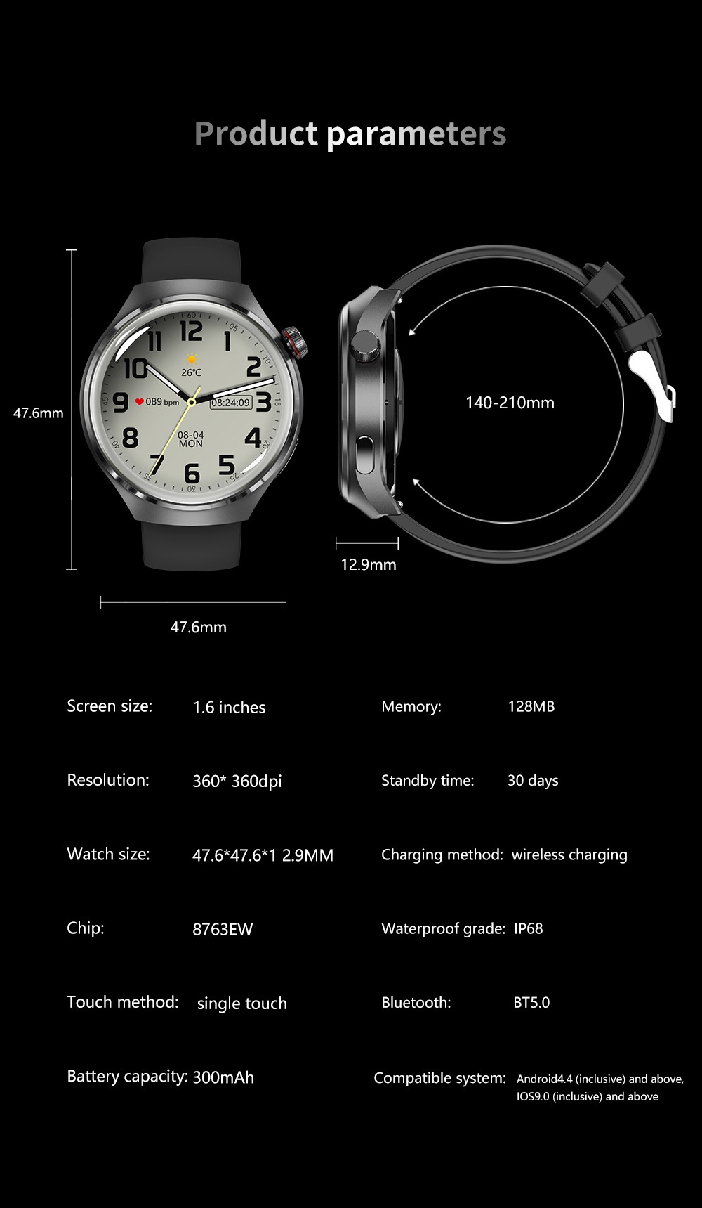 GT4 PRO Smart Watch with 1.6" HD Screen, NFC, GPS & Bluetooth Calling