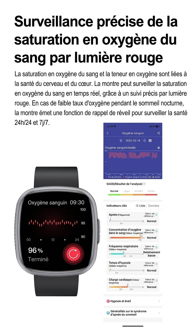 Montre connectée incurvée AMOLED avec ECG, tension artérielle et suivi d'activité physique