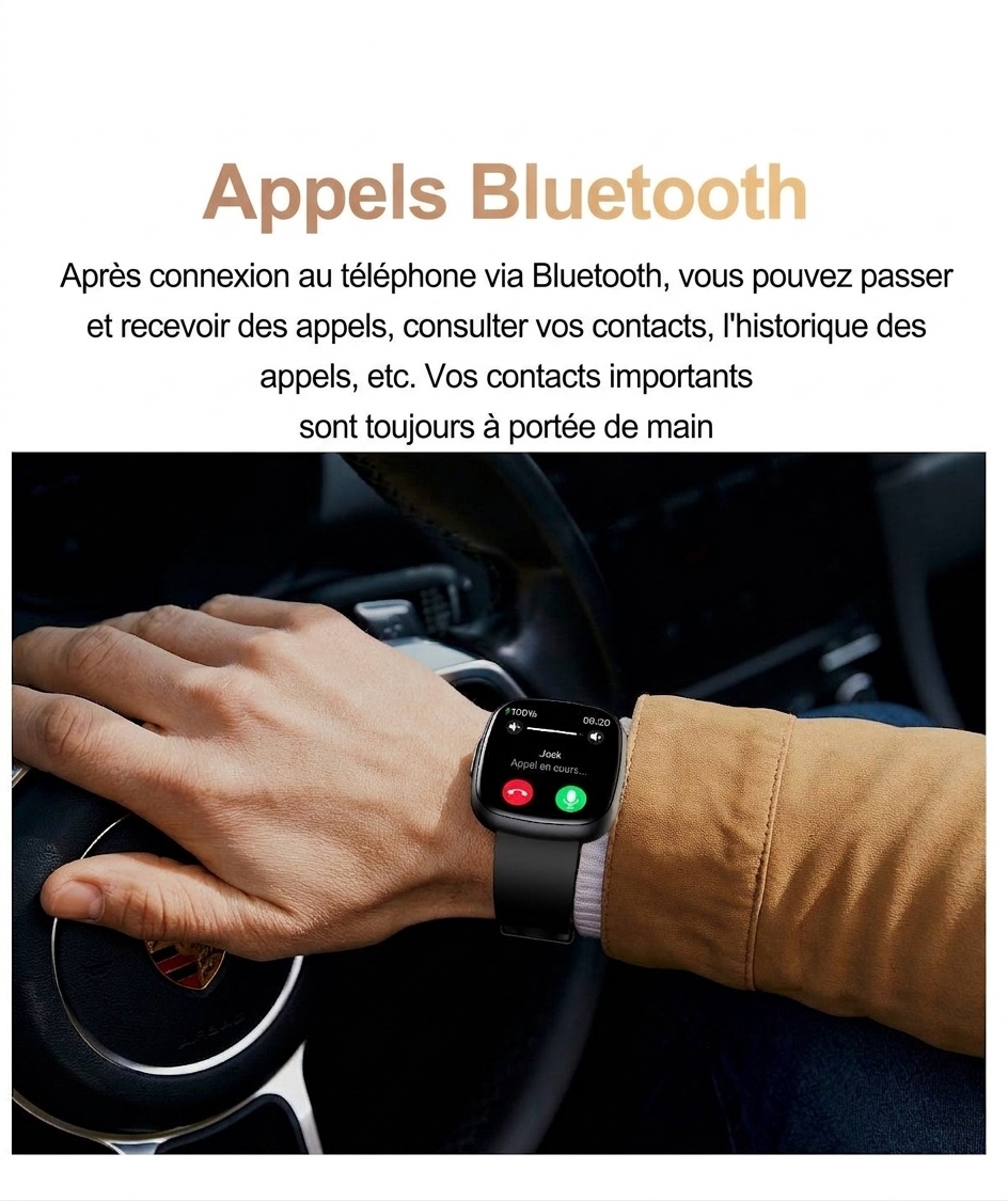 Montre connectée incurvée AMOLED avec ECG, tension artérielle et suivi d'activité physique