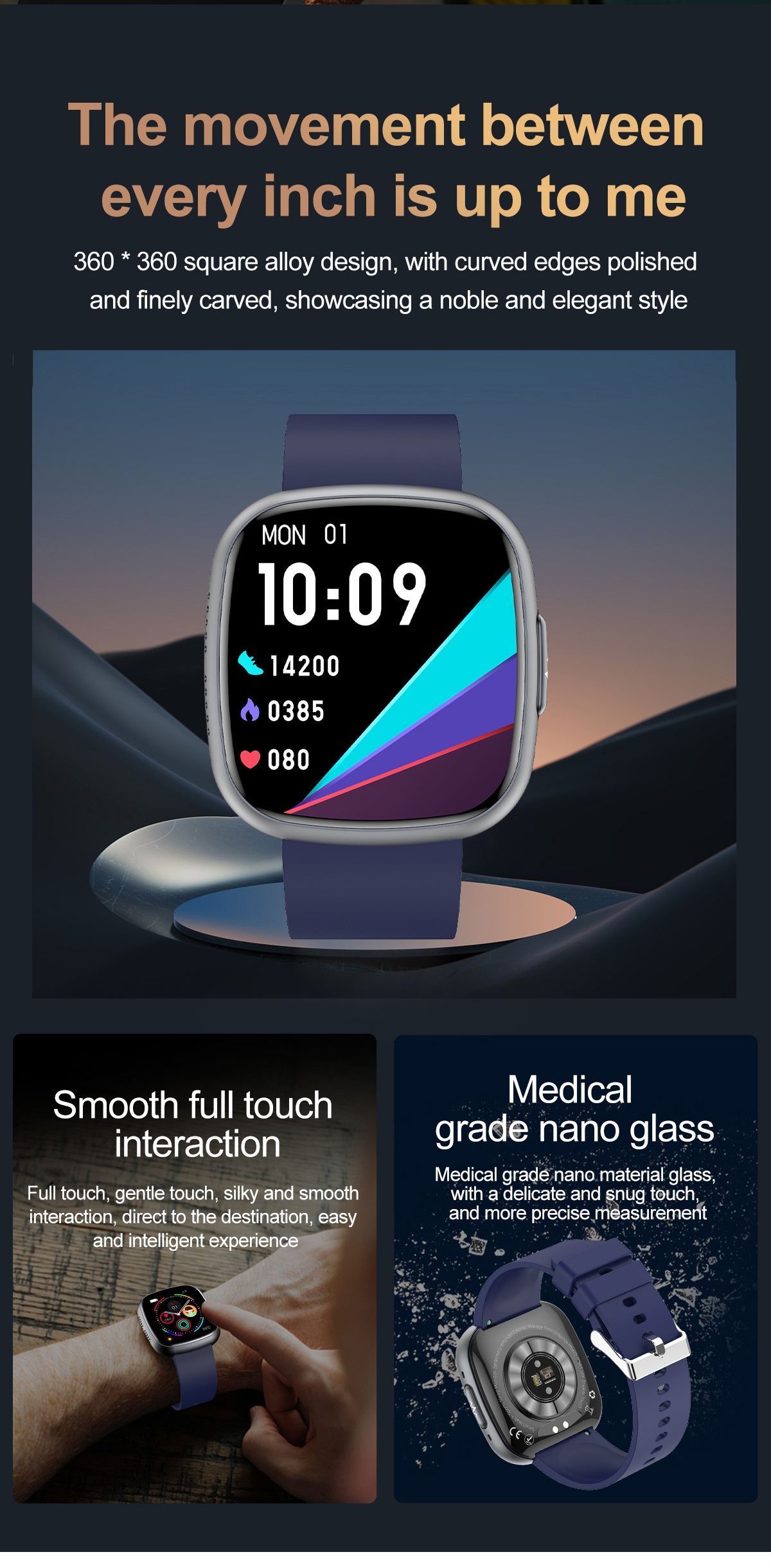 Curved AMOLED Smart Watch with ECG, Blood Pressure & Fitness Tracker
