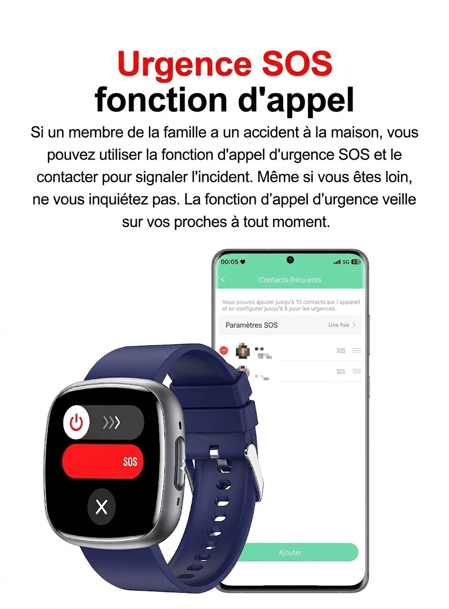 Montre connectée incurvée AMOLED avec ECG, tension artérielle et suivi d'activité physique