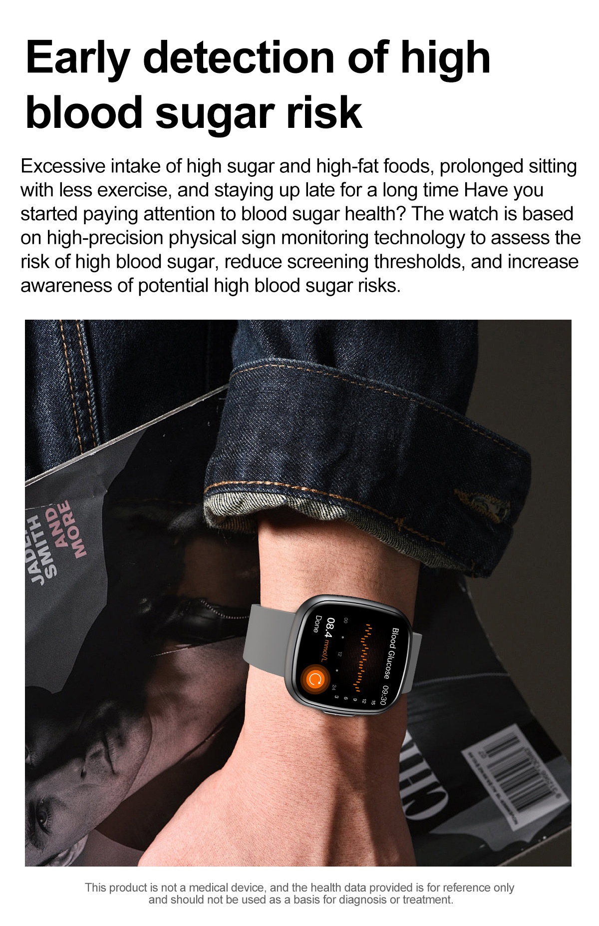 Curved AMOLED Smart Watch with ECG, Blood Pressure & Fitness Tracker
