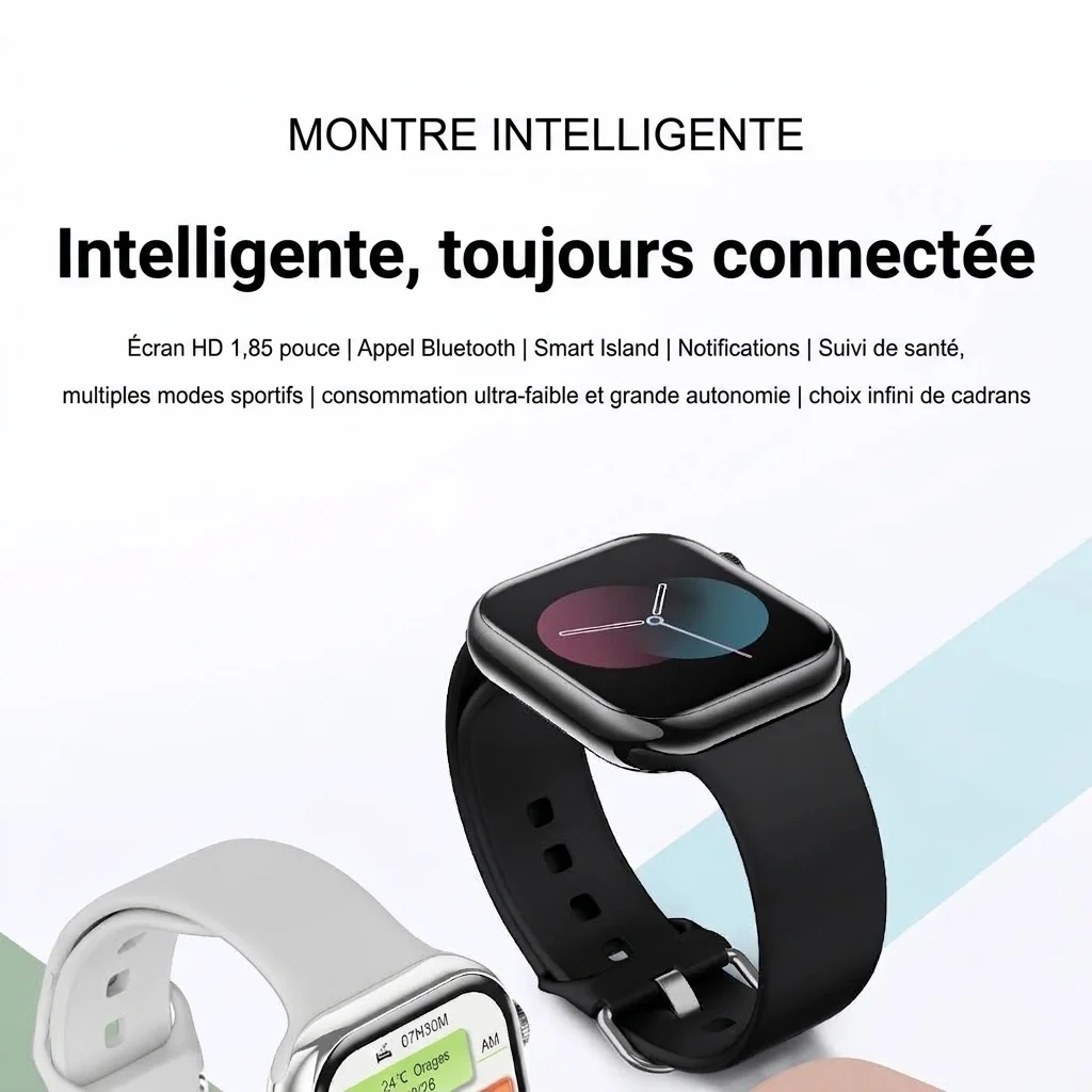 Montre connectée IW10 avec écran AMOLED carré et appels Bluetooth