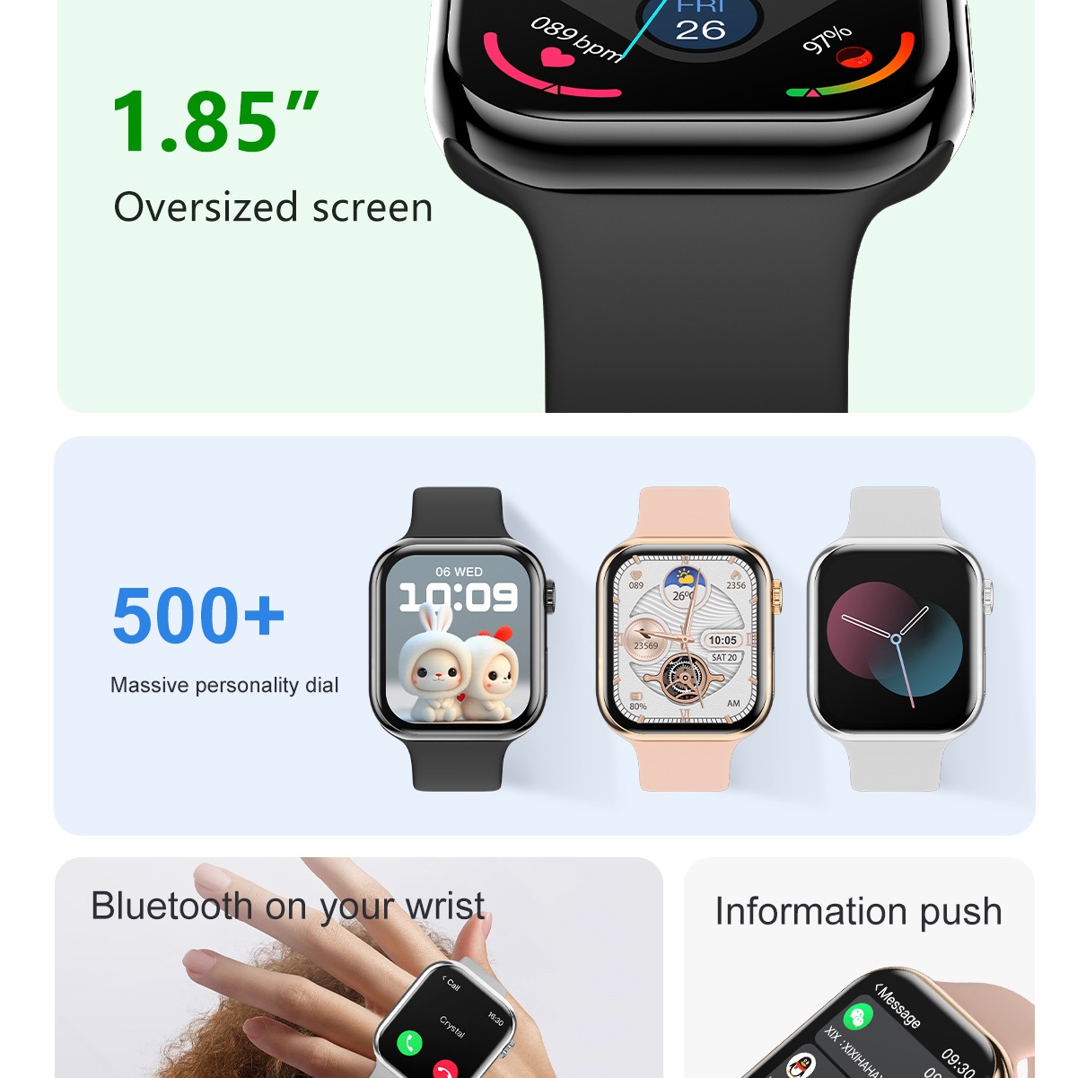 IW10 Smart Watch with Square AMOLED Display & Bluetooth Calling