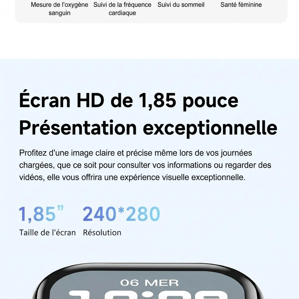 Montre connectée IW10 avec écran AMOLED carré et appels Bluetooth