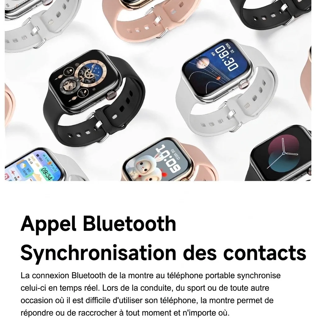 Montre connectée IW10 avec écran AMOLED carré et appels Bluetooth