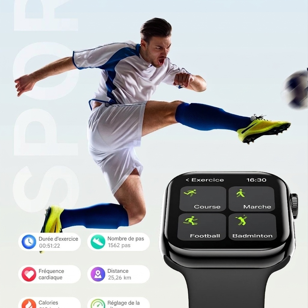 Montre connectée IW10 avec écran AMOLED carré et appels Bluetooth