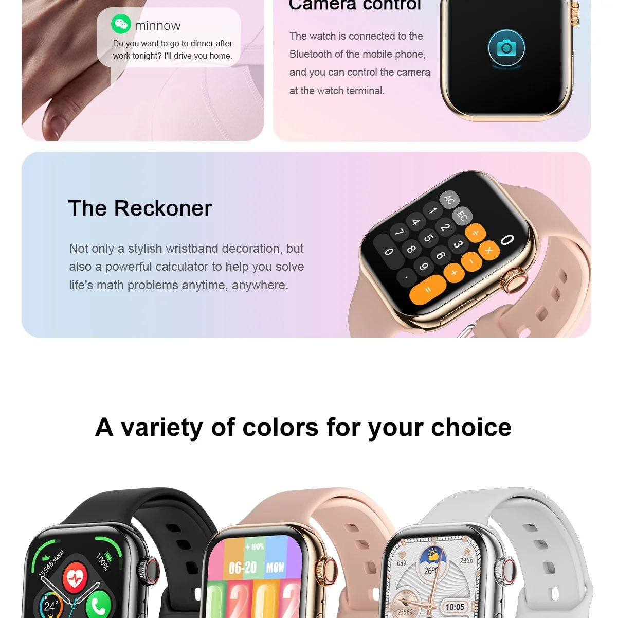 IW10 Smart Watch with Square AMOLED Display & Bluetooth Calling