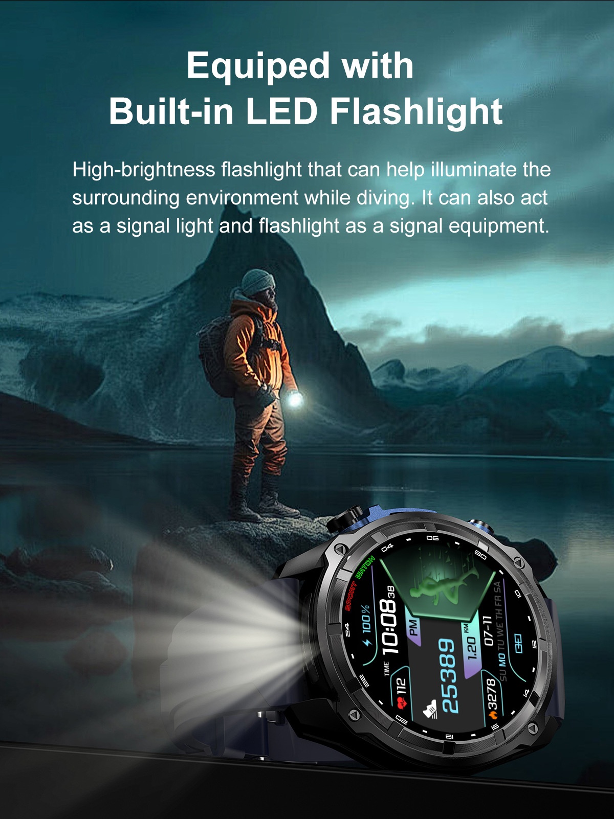 DT G1 Rugged GPS Smart Watch with Round AMOLED Display & Offline Maps