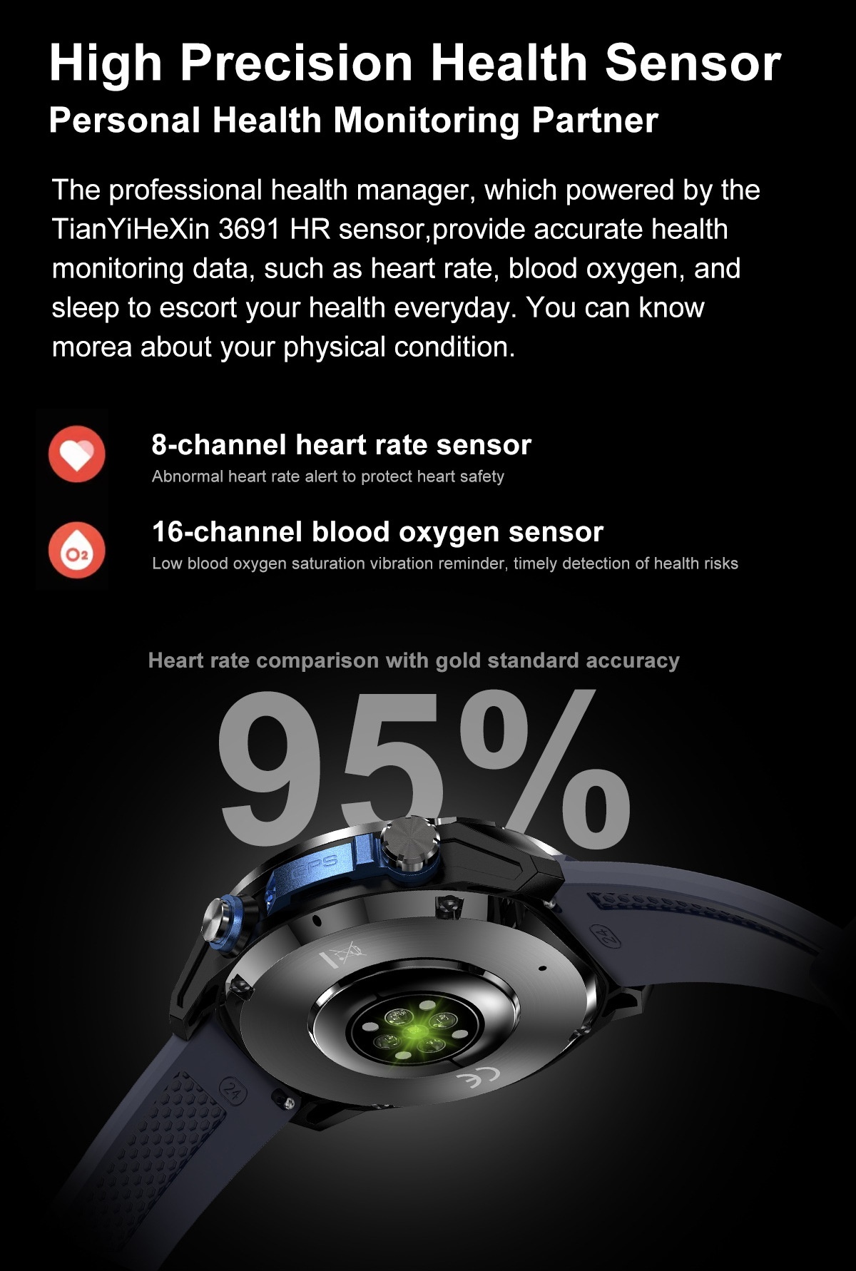 DT G1 Rugged GPS Smart Watch with Round AMOLED Display & Offline Maps
