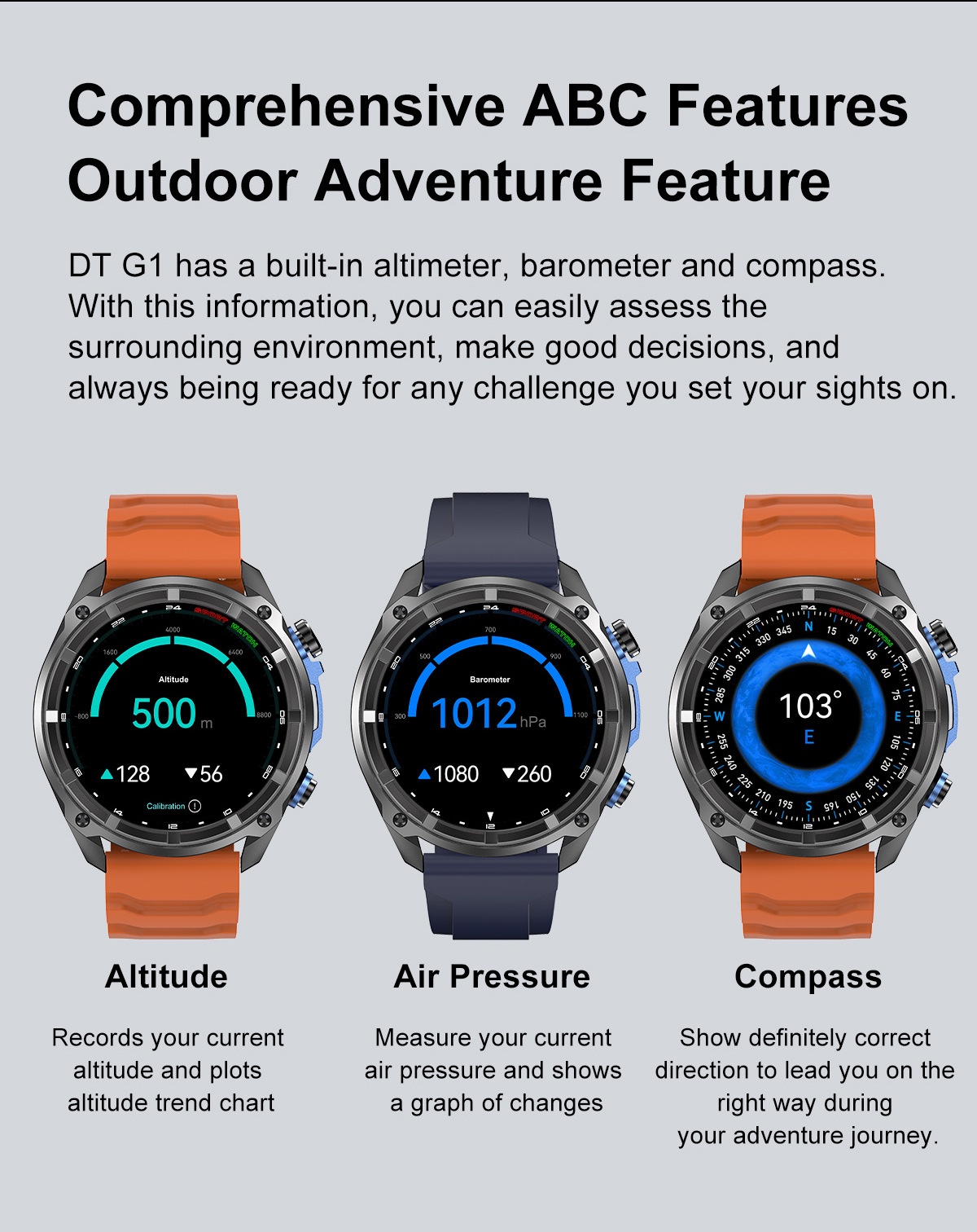DT G1 Rugged GPS Smart Watch with Round AMOLED Display & Offline Maps