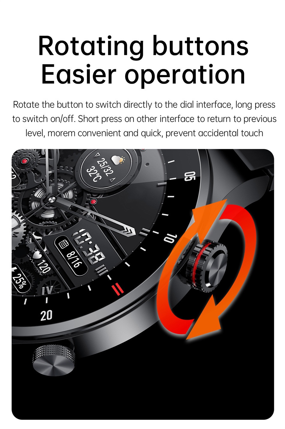 Smart Watch with Round HD Display, Bluetooth Calling & Health Tracker