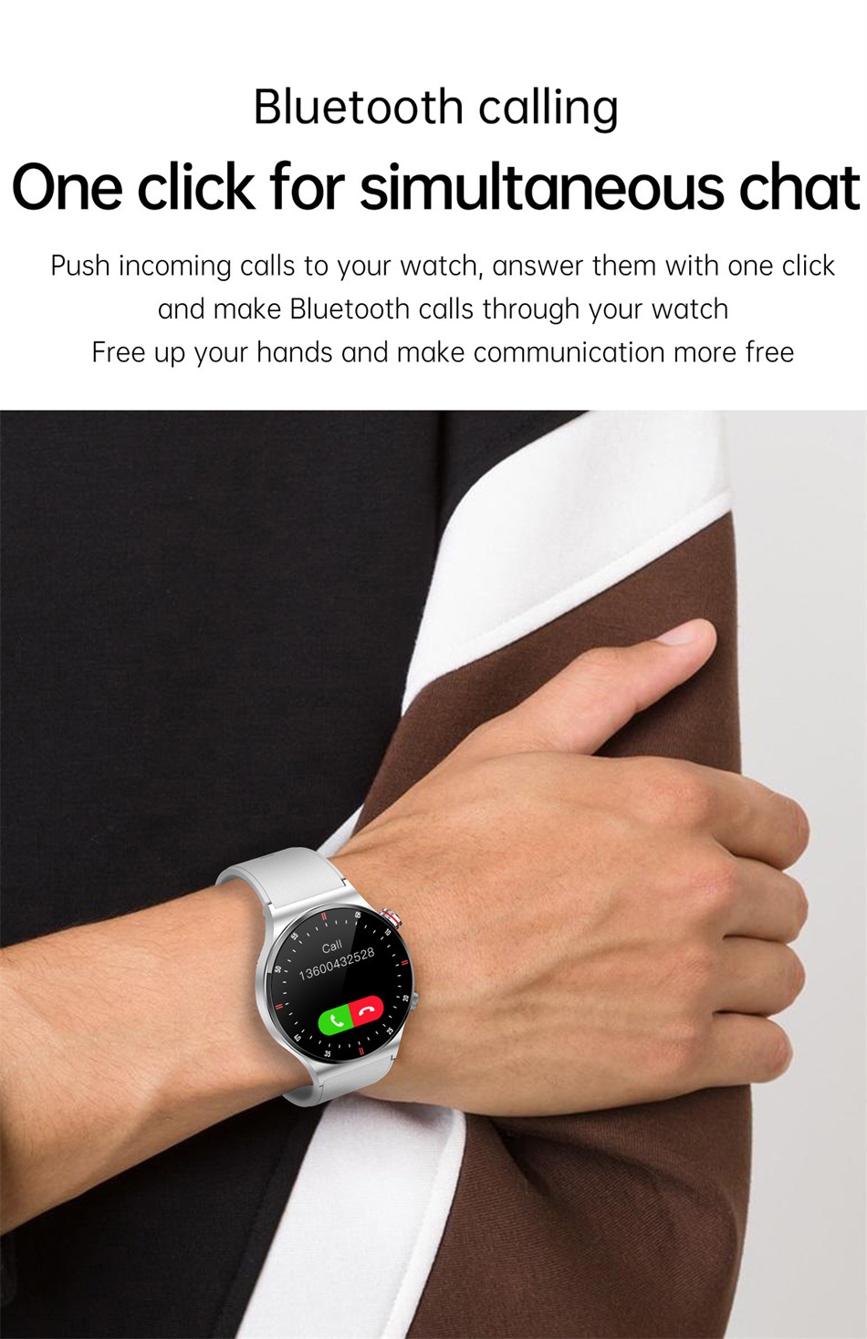Smart Watch with Round HD Display, Bluetooth Calling & Health Tracker
