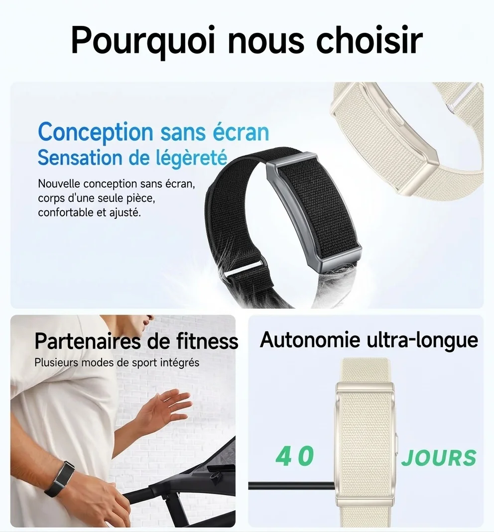 Bracelet connecté G69 sans écran, traqueur d'activité physique avec une autonomie de 40 jours