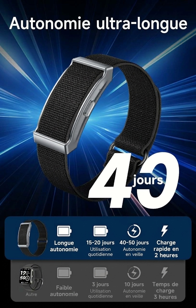 Bracelet connecté G69 sans écran, traqueur d'activité physique avec une autonomie de 40 jours