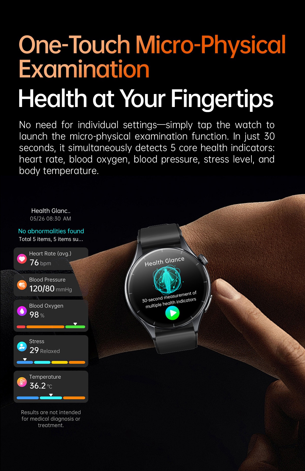 Advanced Health Smart Watch with Round AMOLED Display, ECG & NFC