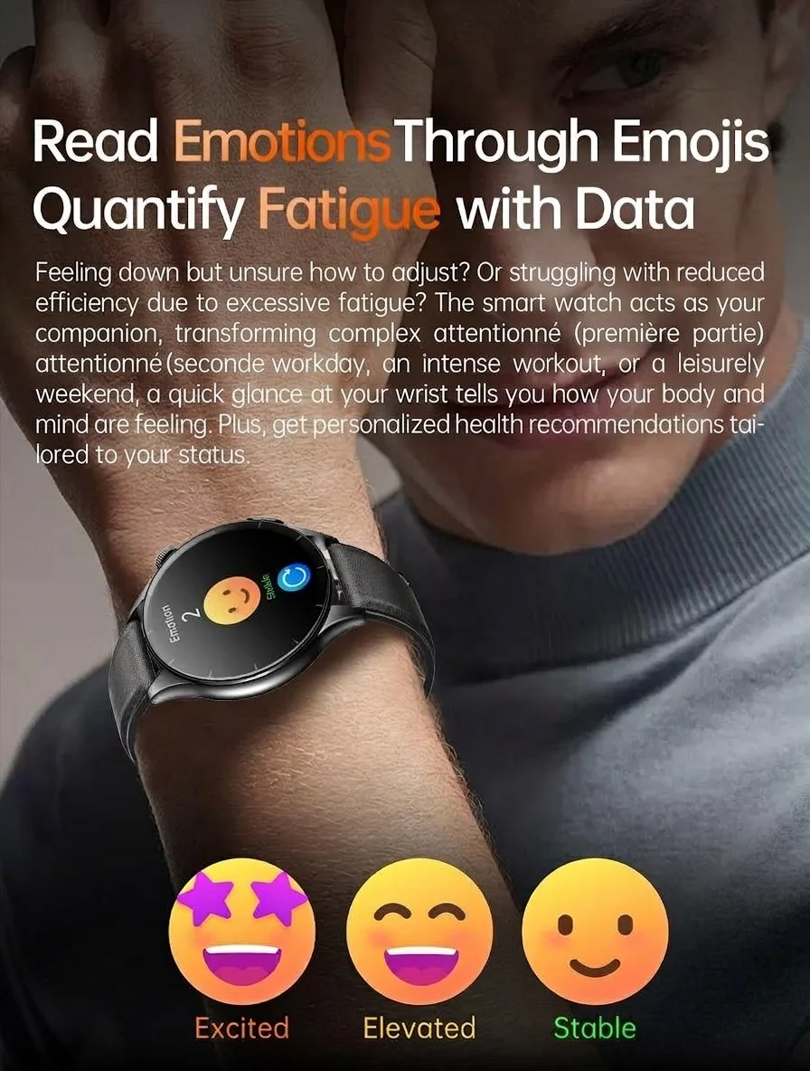 Montre connectée de santé avancée avec écran AMOLED rond, ECG et NFC
