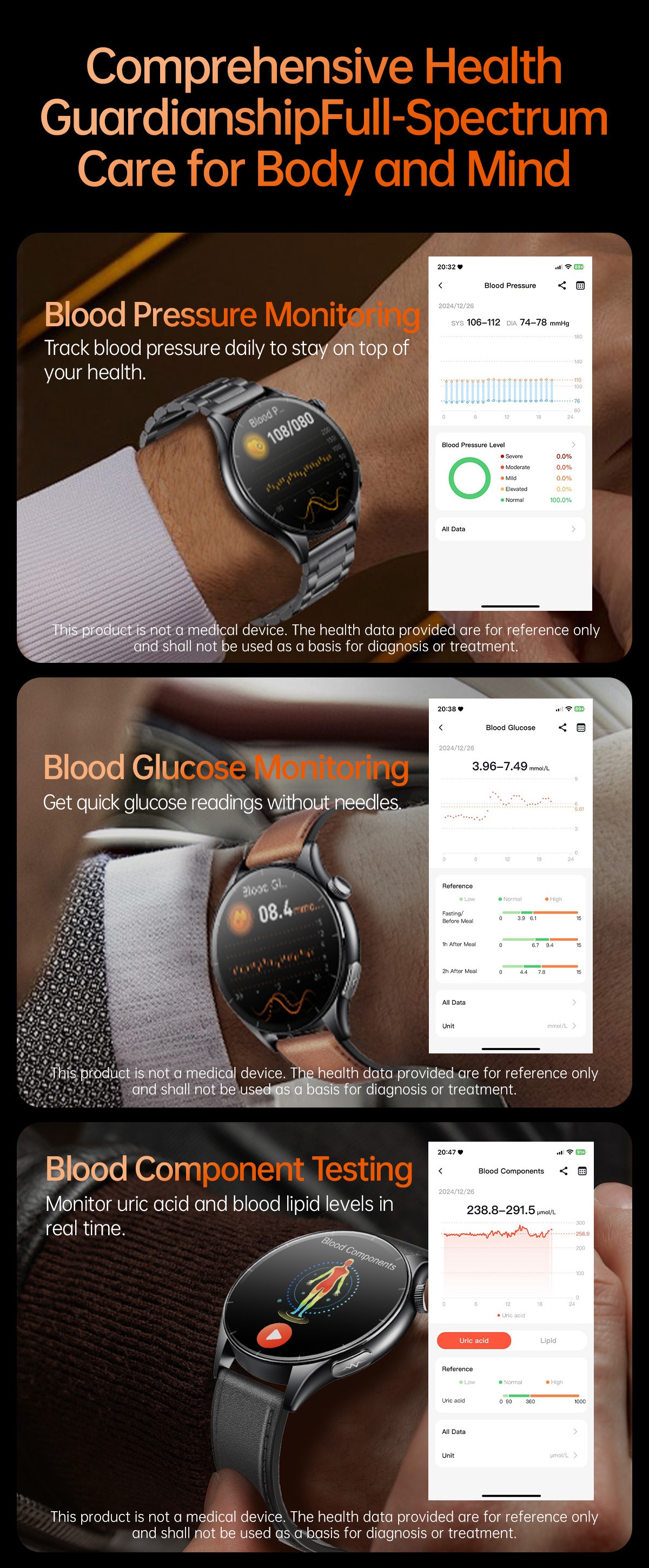 Advanced Health Smart Watch with Round AMOLED Display, ECG & NFC