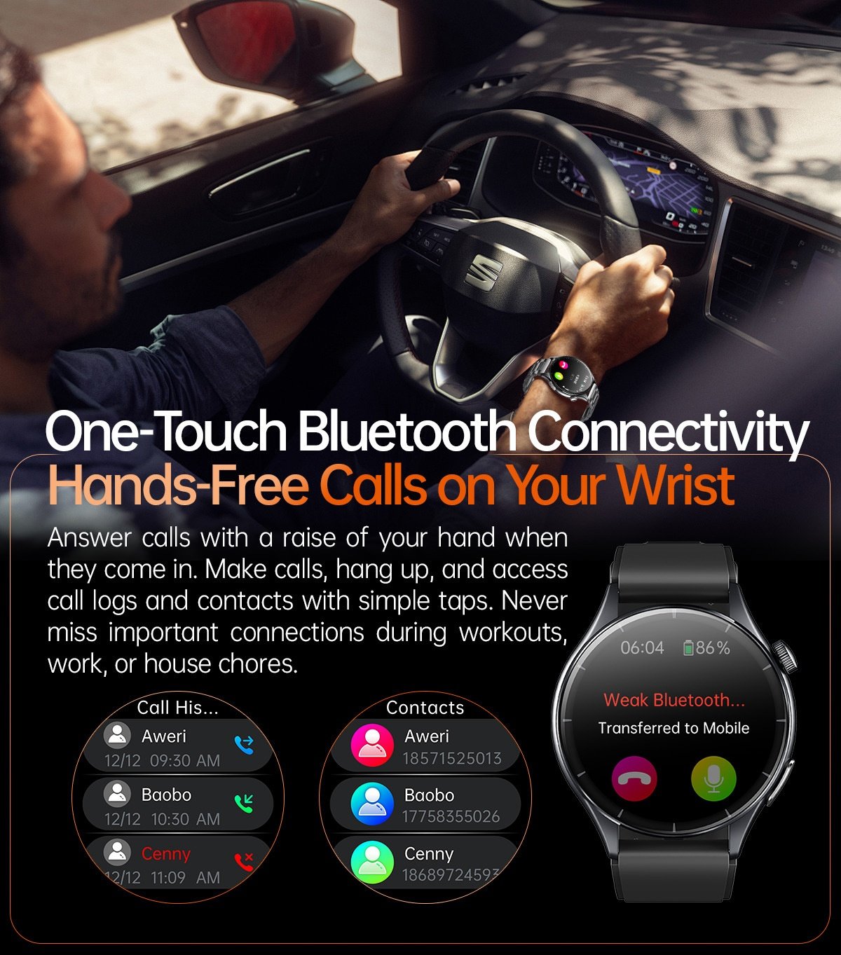 Advanced Health Smart Watch with Round AMOLED Display, ECG & NFC