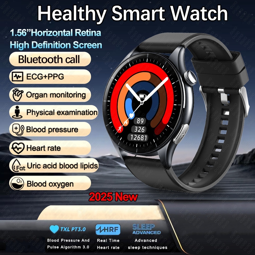 Advanced Health Smart Watch with Round AMOLED Display, ECG & NFC