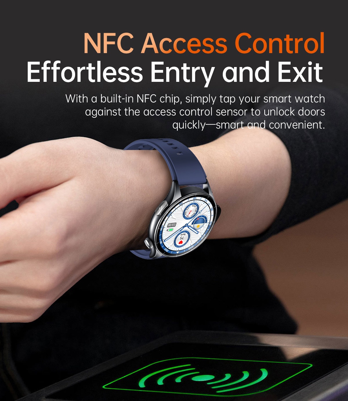 Advanced Health Smart Watch with Round AMOLED Display, ECG & NFC