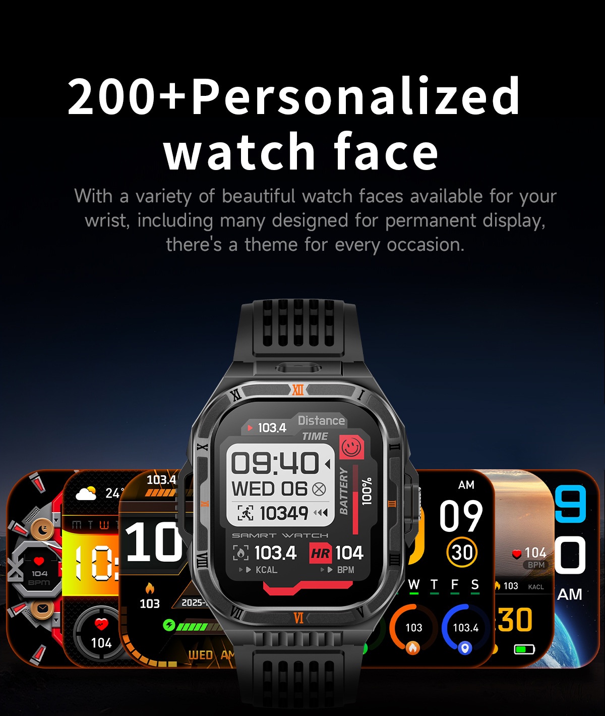 HT38 Rugged Smart Watch with 2.01" HD Display, GPS & IP68 Waterproof