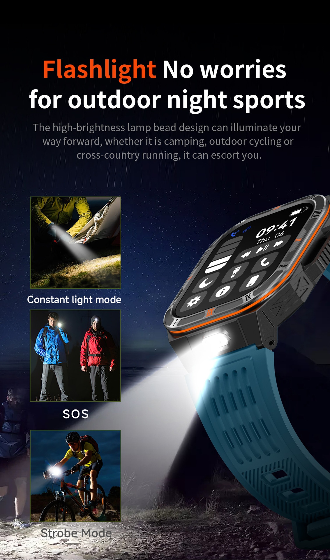 HT38 Rugged Smart Watch with 2.01" HD Display, GPS & IP68 Waterproof