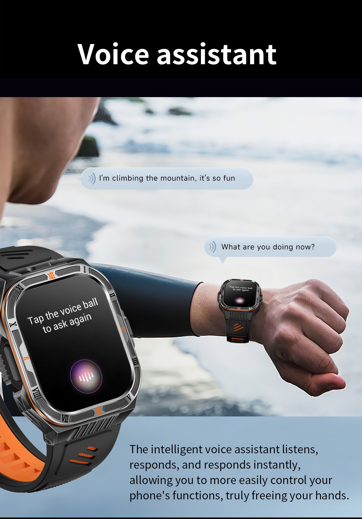 HT38 Rugged Smart Watch with 2.01" HD Display, GPS & IP68 Waterproof