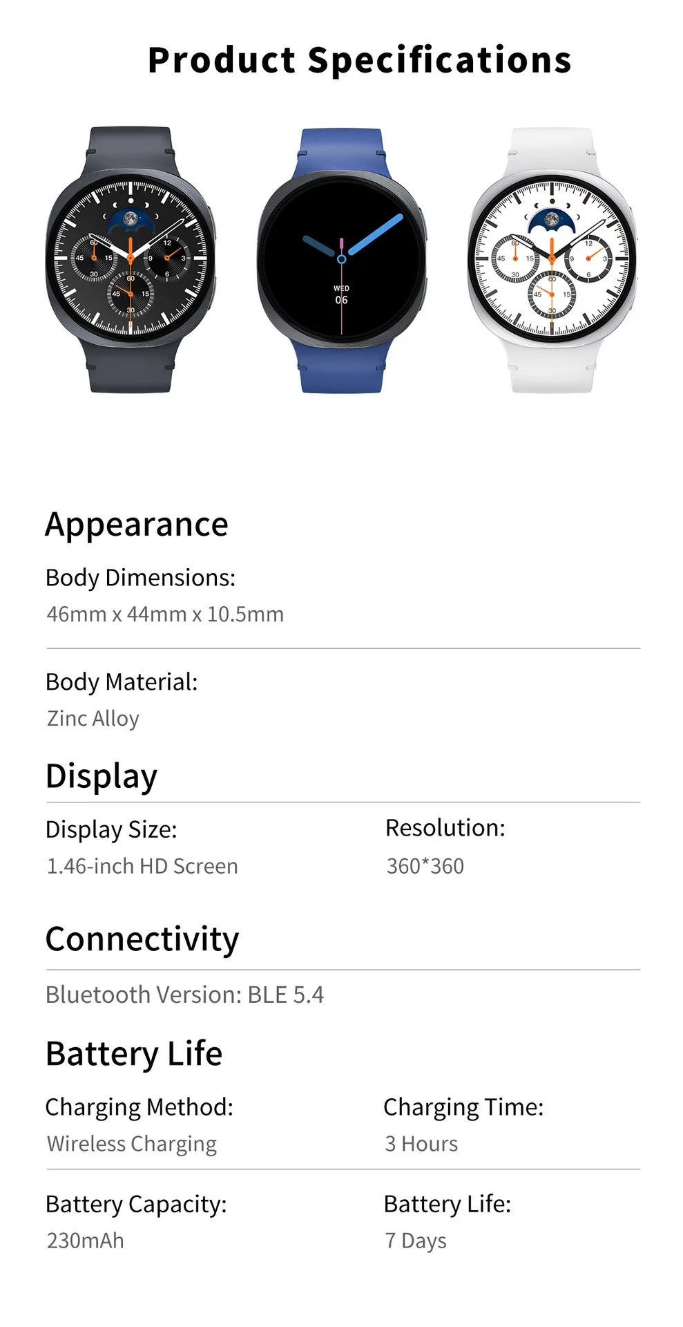 HD8 Smart Watch 8 with Round AMOLED Display & Bluetooth Calling
