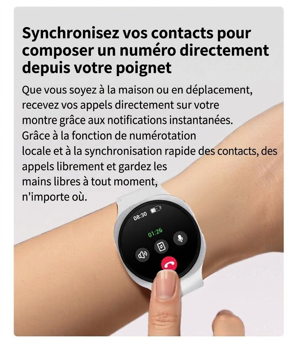 Montre connectée HD8 8 avec écran AMOLED rond et appels Bluetooth