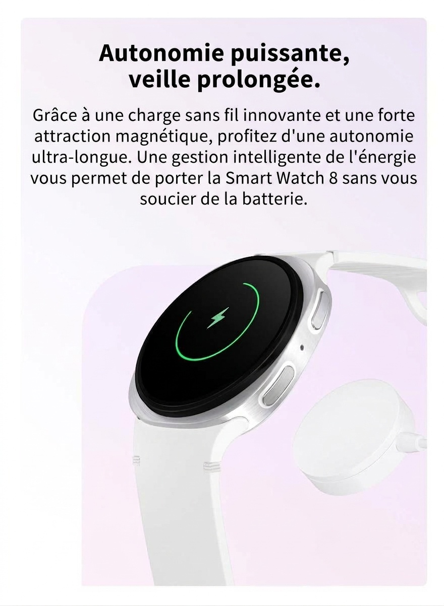 Montre connectée HD8 8 avec écran AMOLED rond et appels Bluetooth