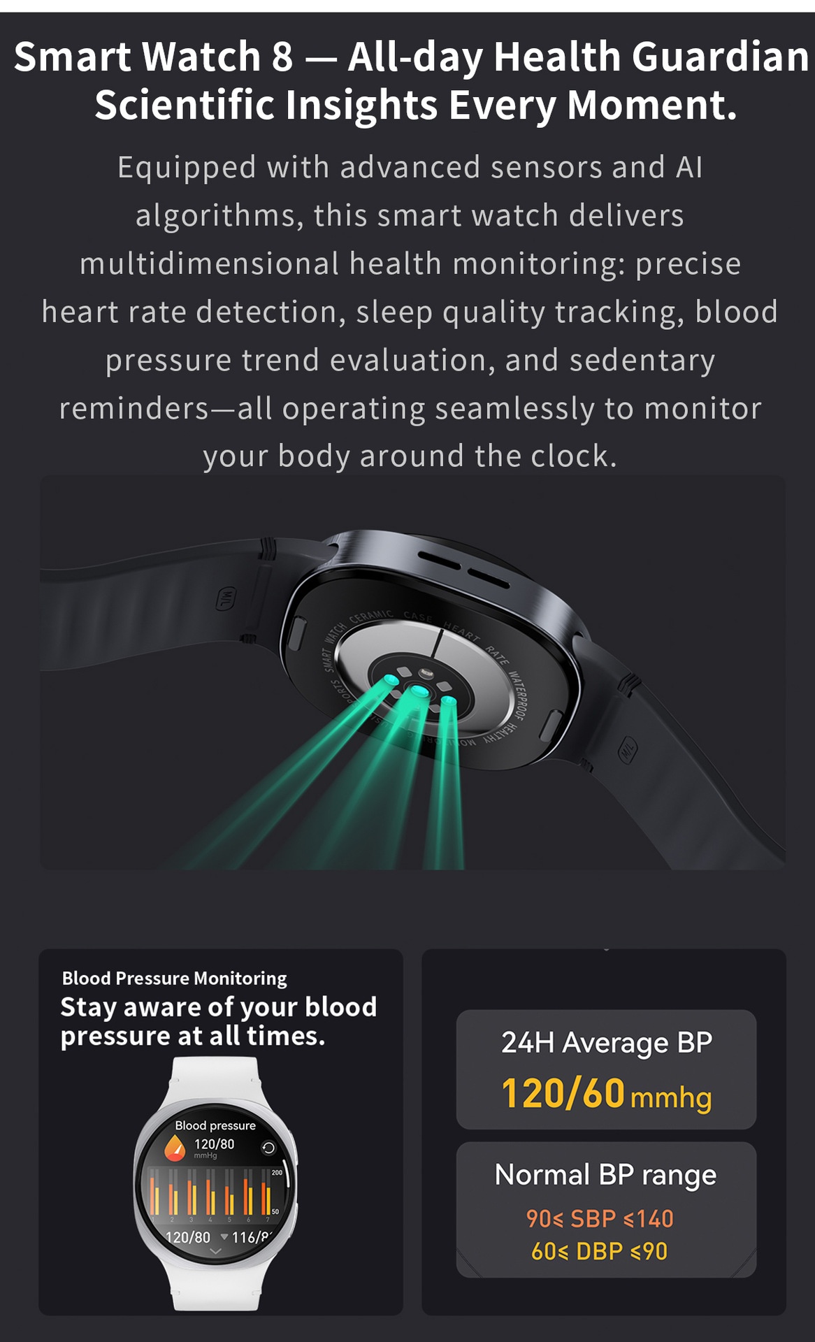 HD8 Mini Smart Watch with Round Display, GPS & AI Voice Assistant