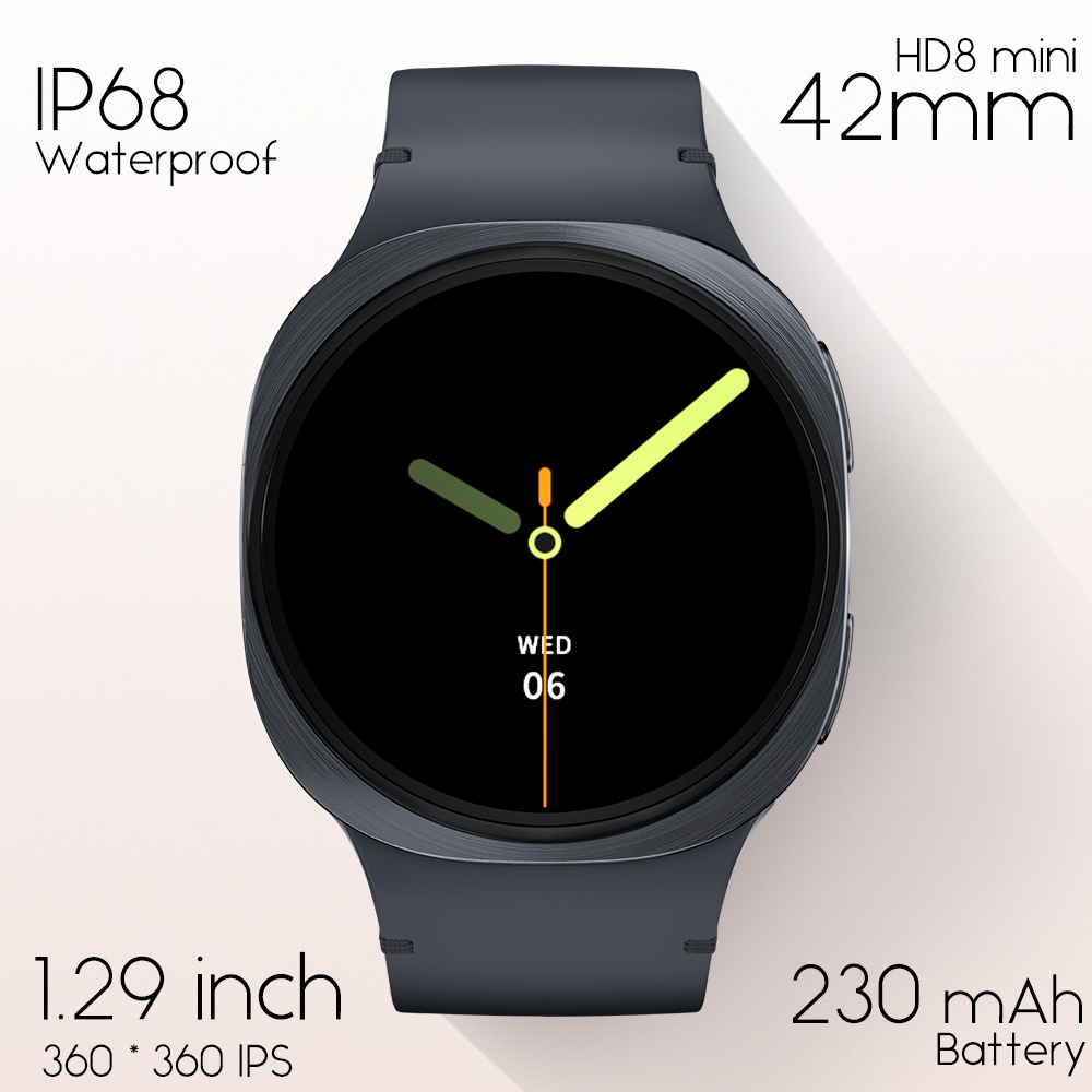 HD8 Mini Smart Watch with Round Display, GPS & AI Voice Assistant
