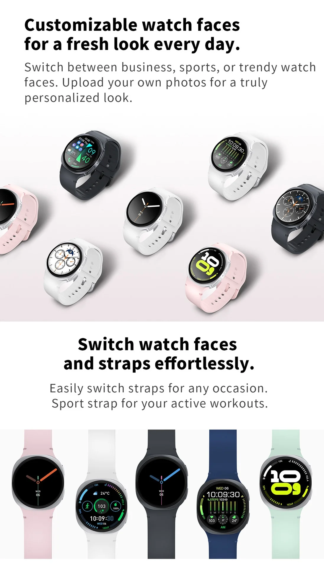 HD8 Mini Smart Watch with Round Display, GPS & AI Voice Assistant