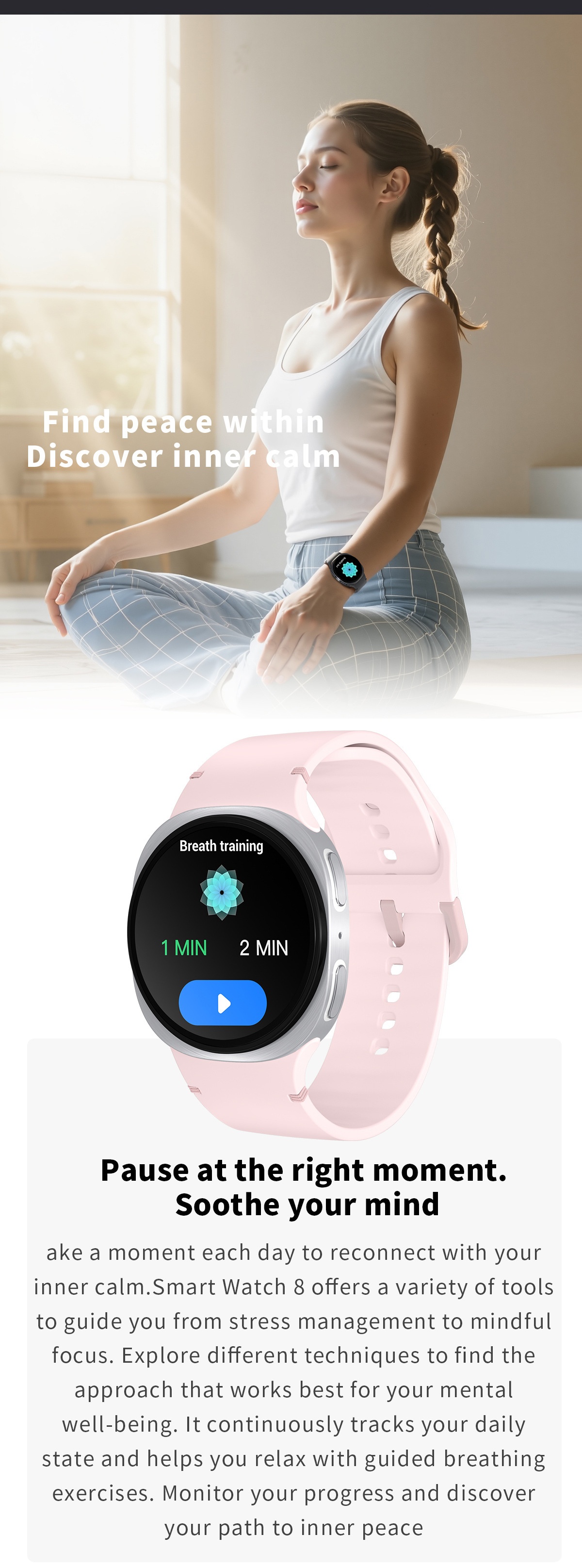 HD8 Mini Smart Watch with Round Display, GPS & AI Voice Assistant