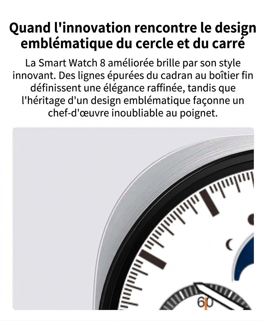 Montre connectée HD8 Mini avec écran rond, GPS et assistant vocal IA