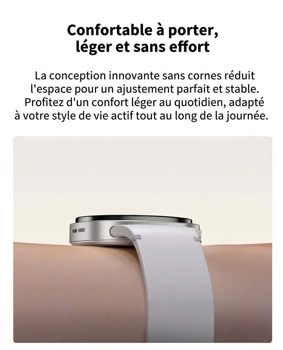 Montre connectée HD8 Mini avec écran rond, GPS et assistant vocal IA