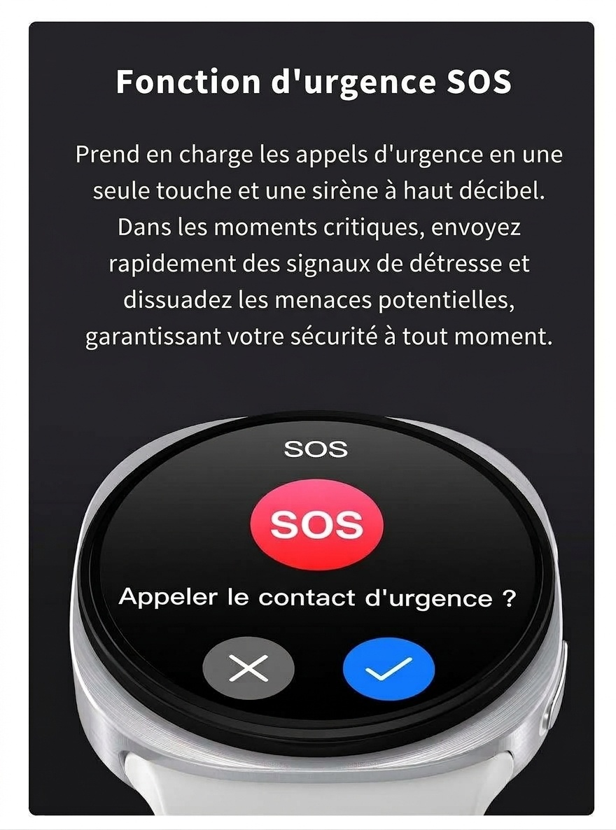 Montre connectée HD8 Mini avec écran rond, GPS et assistant vocal IA