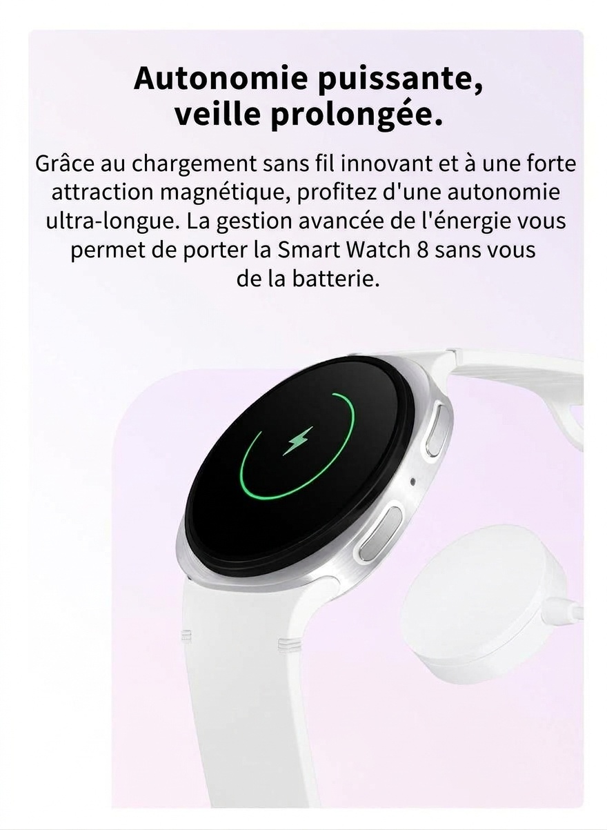 Montre connectée HD8 Mini avec écran rond, GPS et assistant vocal IA