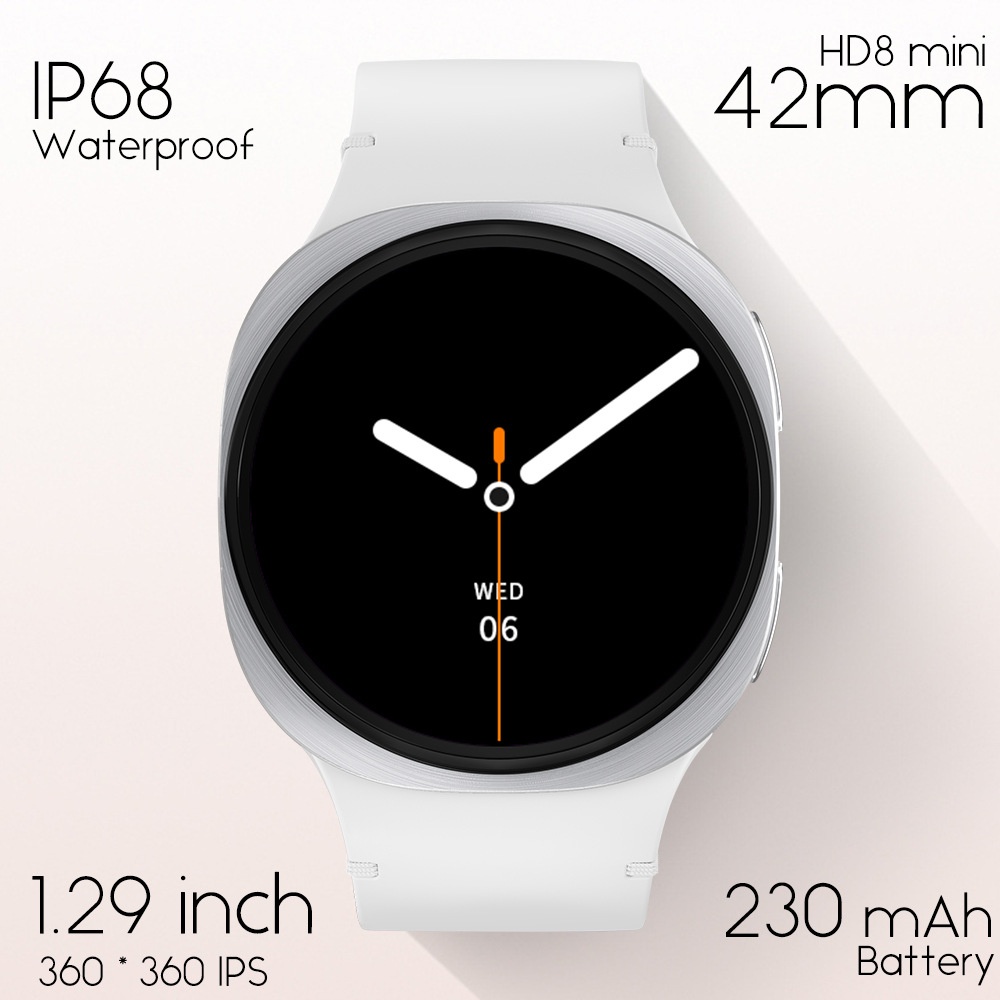 HD8 Mini Smart Watch with Round Display, GPS & AI Voice Assistant