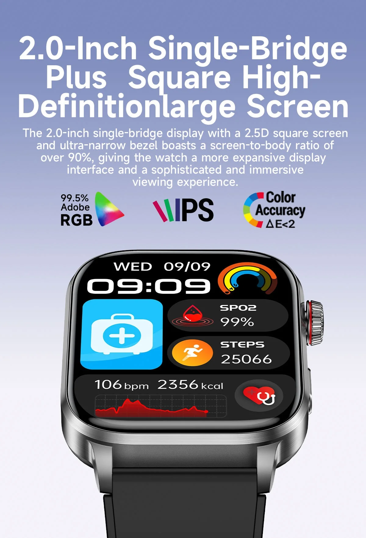 F300 Smart Health Watch with ECG, SpO2, Laser Therapy & Bluetooth Call